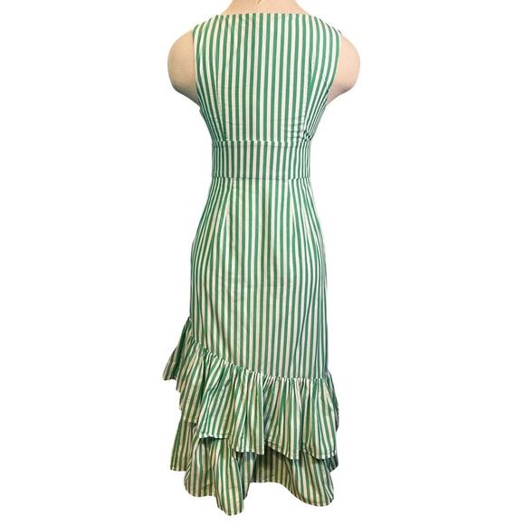 Anthropologie x Tracy Reese Assateague Striped Dress Size 0 Green Preppy Coastal - Picture 4 of 14